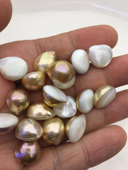 22pcs AAA 13-14mm natural color Baroque Teardrop Mabe Freshwater Pearls,no hole,MB-T28
