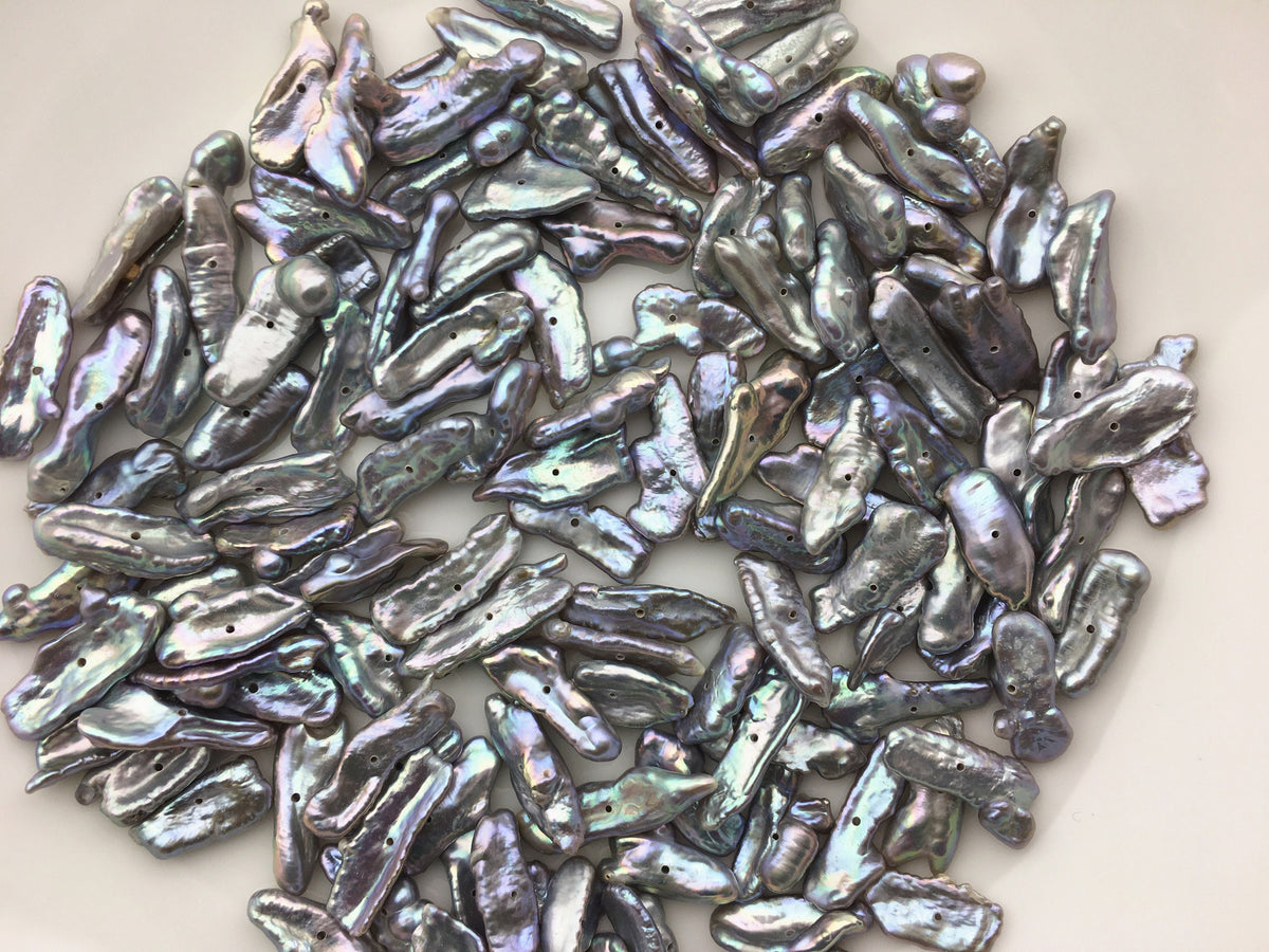 20pcs AA+ 6-8mm Gray Keshi Biwa keshi Freshwater Pearl,0.7mm center drill hole,ZS-T17