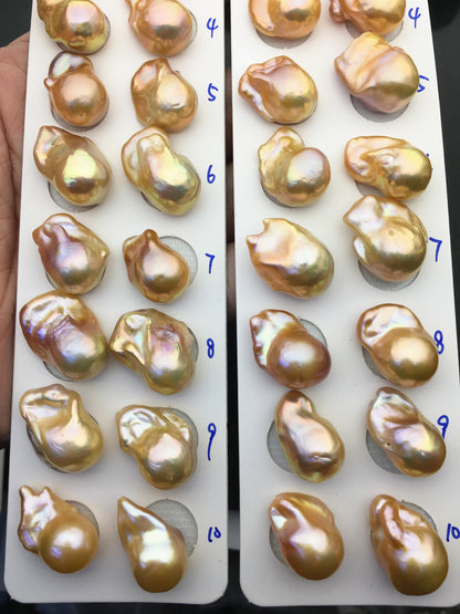 1 pair AAA 13-15mm Natural pink peach Rainbow Flame ball Pearl Pairs - large Baroque freshwater pearl pairs,Fire Ball Pearl,FL15-3A-8-28