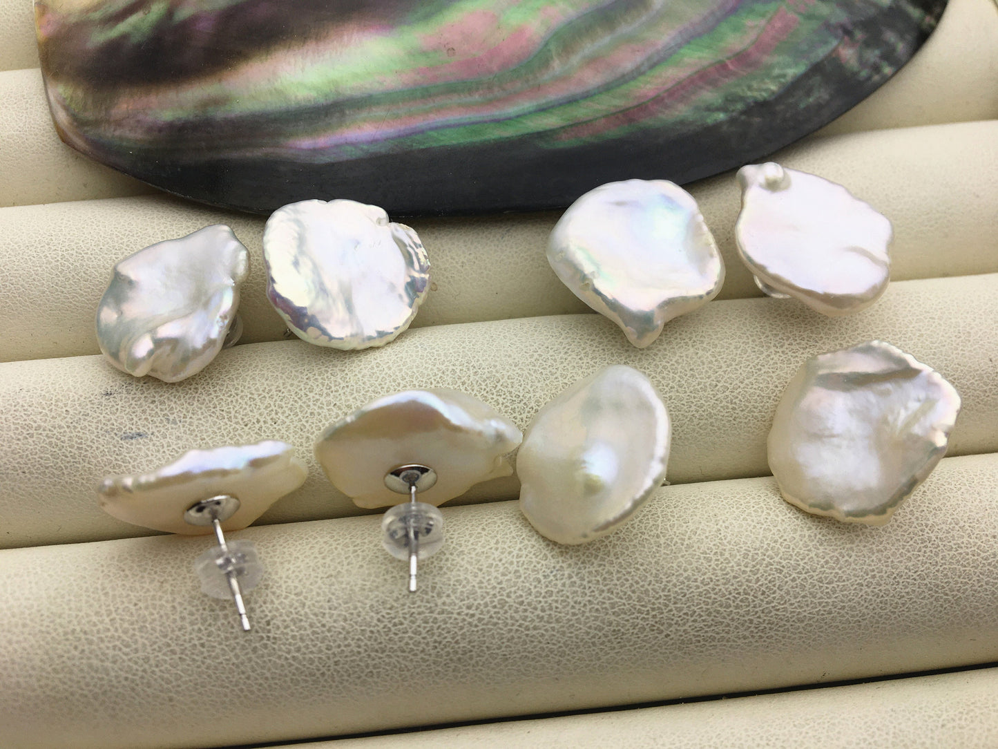 AAA 8/10/11/12/16-21mm BIG white Natural keshi Freshwater Pearl Stud Earrings,Stud Earrings for Women Girls,SE3-168-1