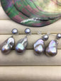 1 pair AAA 13-16mm gray flame ball pearl diamond stud earrings,sterling silver,earring with white baroque Natural Pearl,SE3-031-7