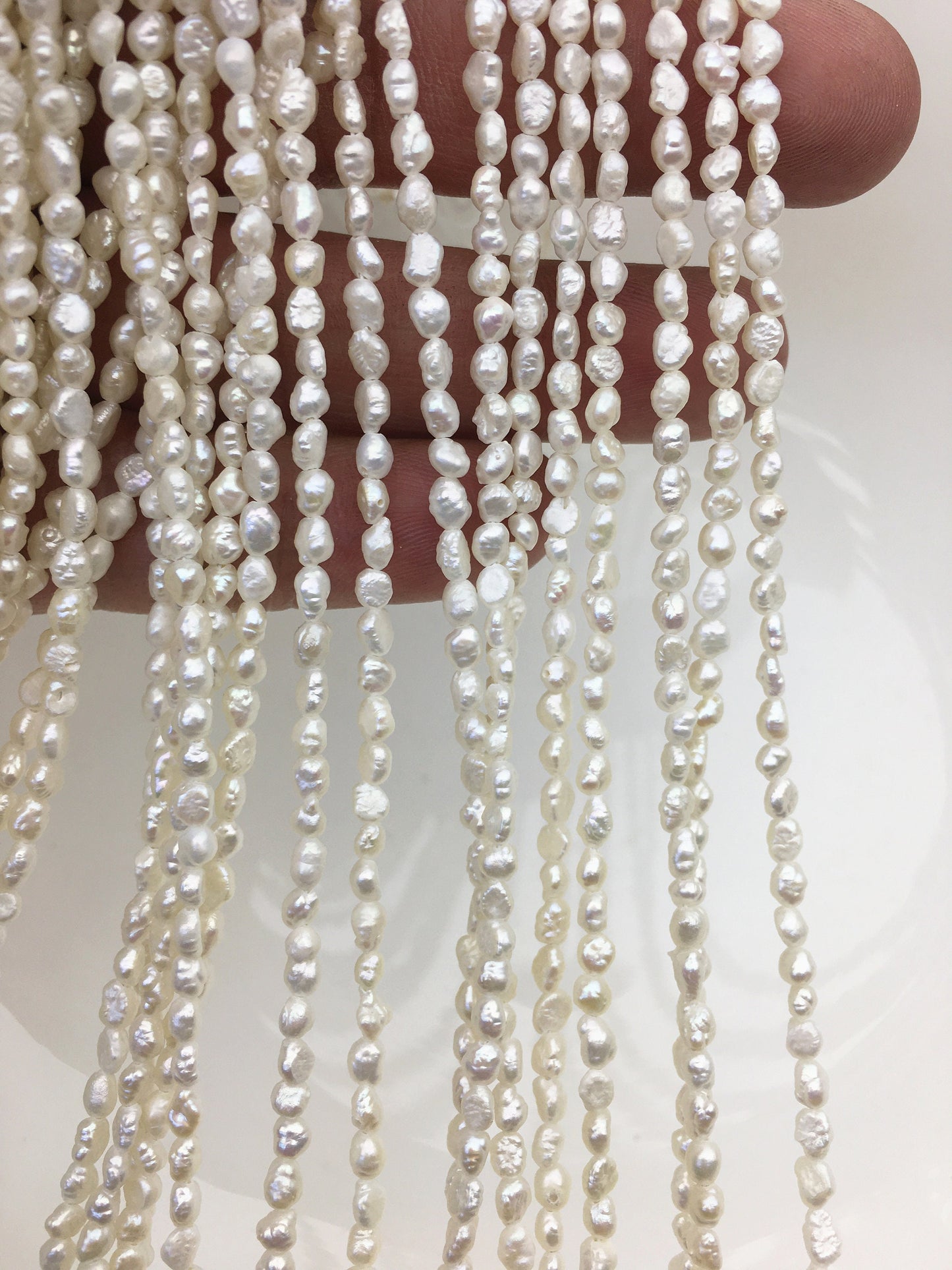 14'' AA 3-3.5mm Tiny white nugget freshwater pearls,irregular nugget freshwater pearl strand,LM3-3A-4