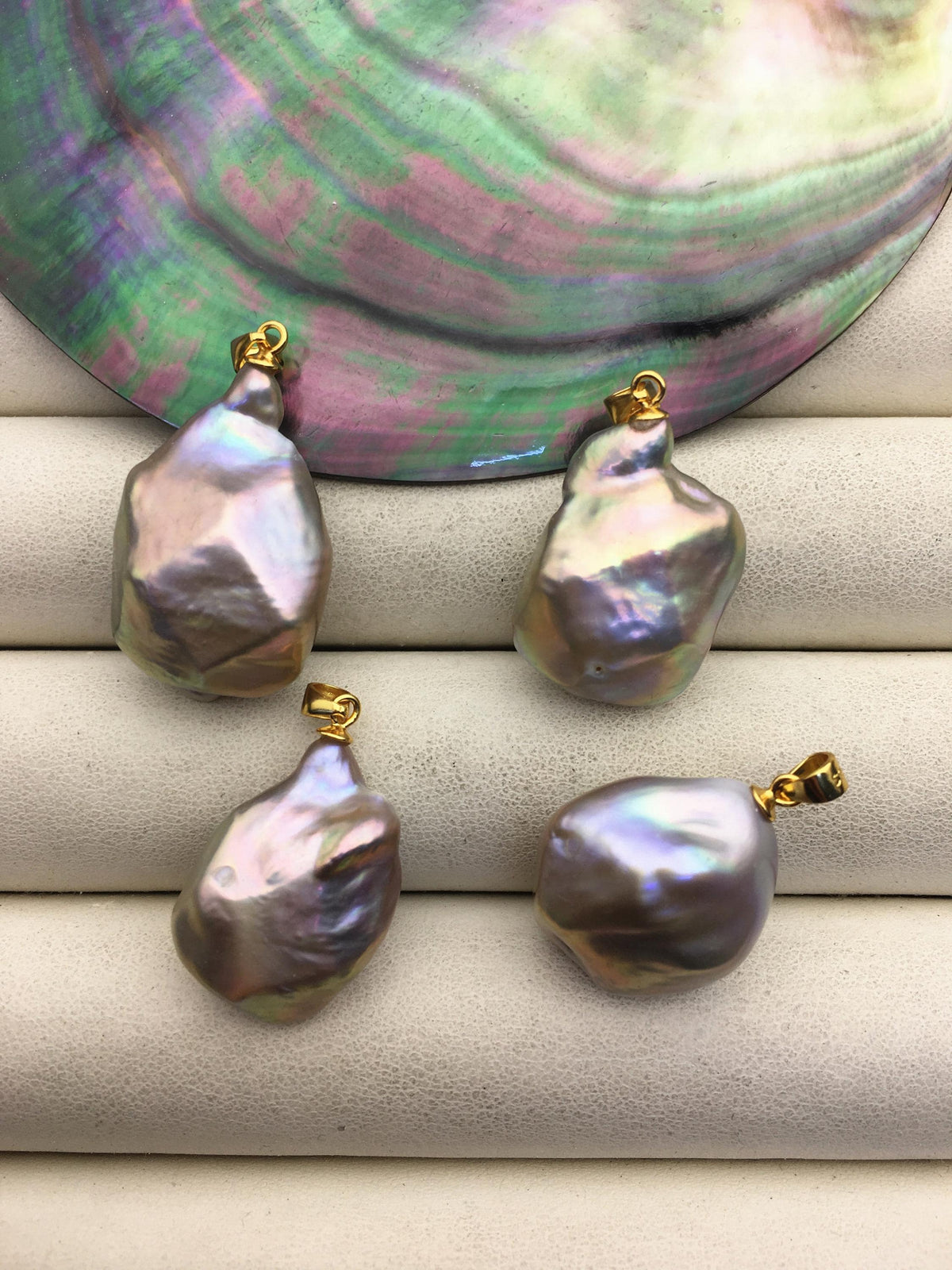 2pcs AAA 15-18mm Gray baroque diamond pearl pendant necklace,S925 Sterling silver pendant,NC1-041-16