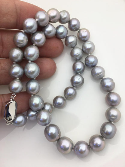 17.5'' AA+ 9-11mm gray drop edison freshwater pearl necklace,NPN1-T30-14