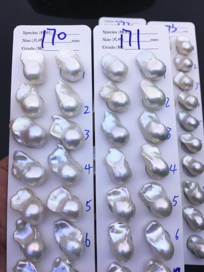AAA 13-15x18-22mm White Flame ball Pearl Pairs - large Baroque freshwater pearl pairs,top half hole,FL15-3A-8-70