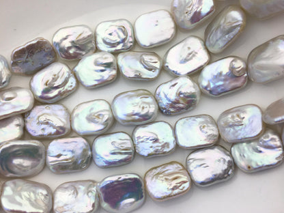 AA+ 19-21x25mm White Huge Rectangle Freshwater Pearl,wholesale Full Strand,ZS-119-6