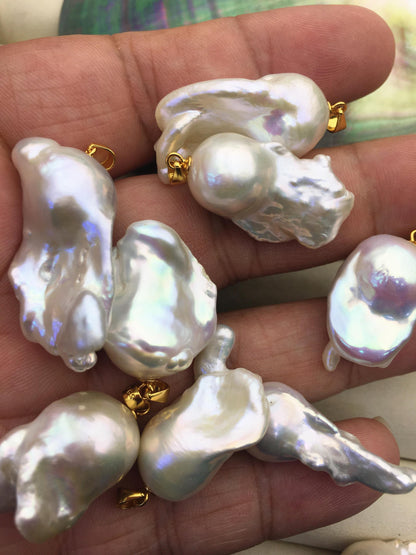 5pcs AAA 14-19mm Big White baroque pearl pendant necklace,S925 Sterling silver pendant,NC1-041-20