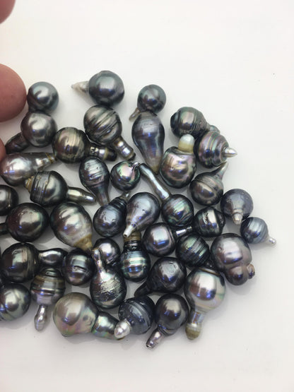 42pcs AA 8-12mm black baroque drop Tahitian Pearl,no hole, TH-temp-019