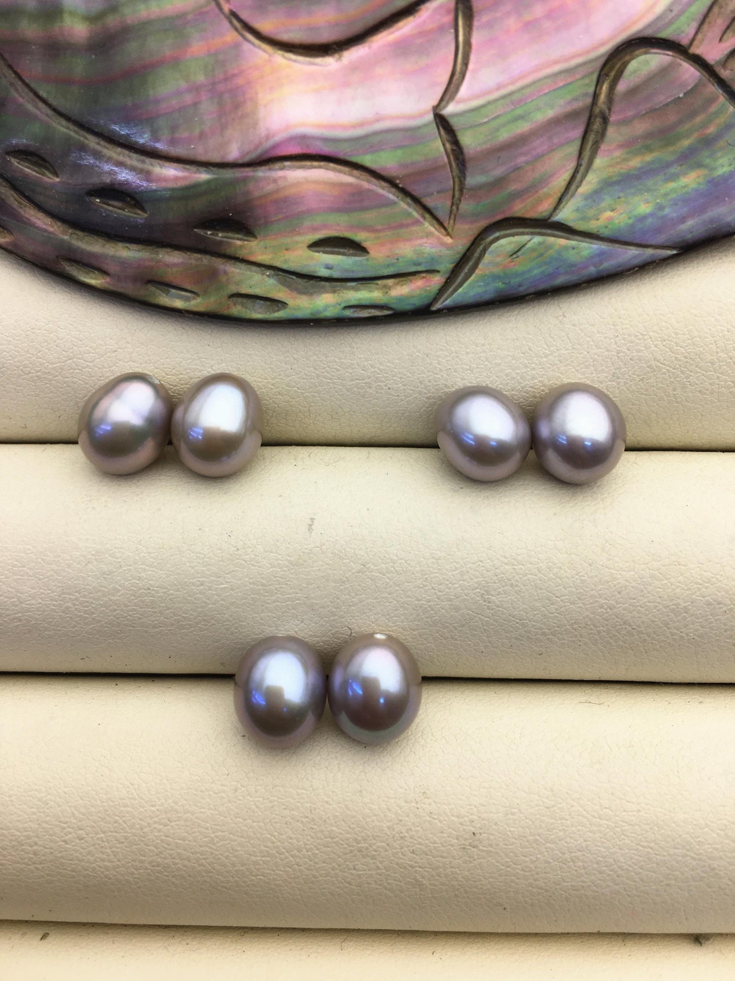 2 pairs AAA 7.5-8mm gray rice freshwater pearls pairs,oval pearl earrings,for dangle pearl earrings,LR7-3A-9