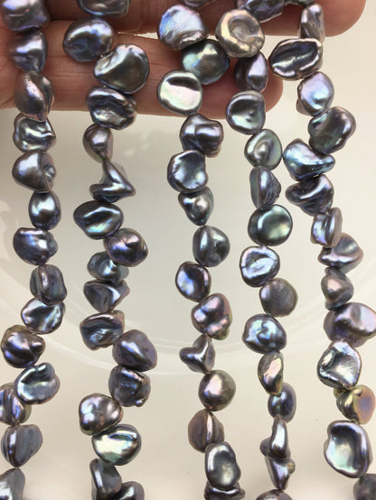 16'' AAA 9-10mm Gray Rainbow Keshi freshwater Loose Pearls,ZS-129-21