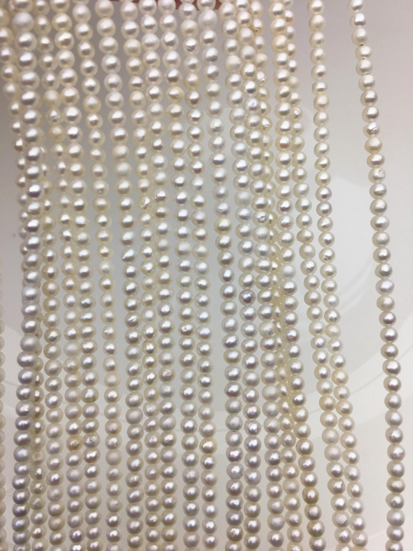 2 strands A+ 3-3.5mm White near round freshwater pearls,white round pearl,pearl wholesale, RP3-T5
