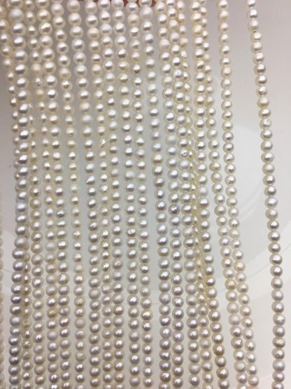 2 strands A+ 3-3.5mm White near round freshwater pearls,white round pearl,pearl wholesale, RP3-T5