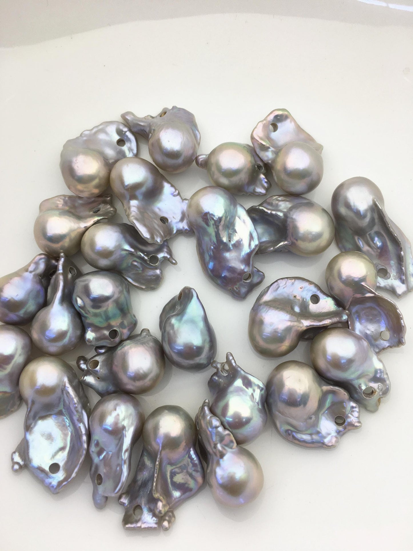 10pcs AA+ 14-17mm big gray flame ball pearl,2.2mm large hole,FL15-T4-40