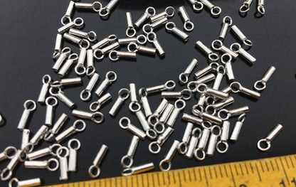 10pcs Sterling Silver Chain End Caps with Loop, Silver Cap for Bracelet Necklace, Silver Cord End Caps,ASL-CL-021