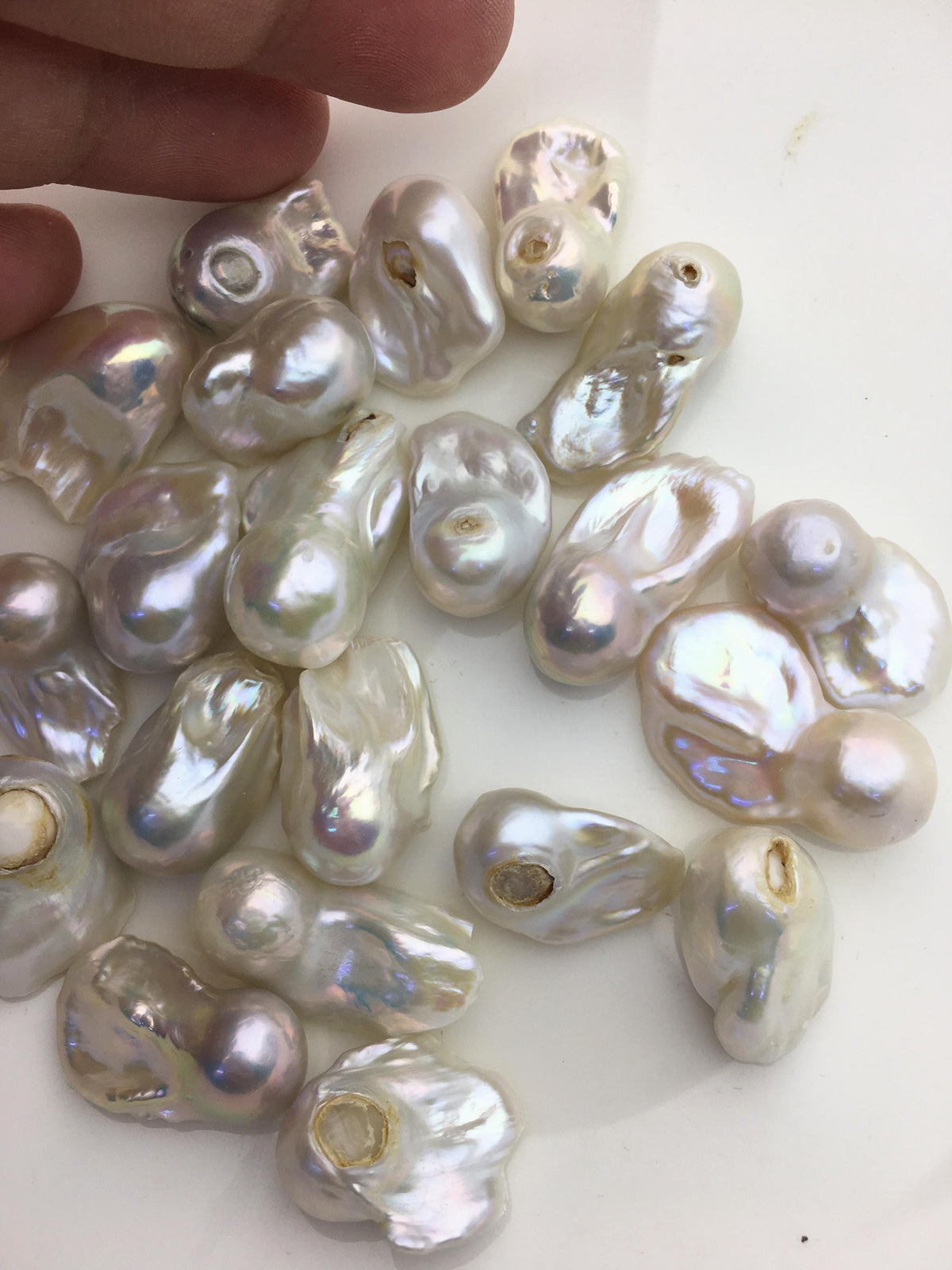 10pcs A+ 13-15mm White Flame ball Pearl - no hole,FL15-T5