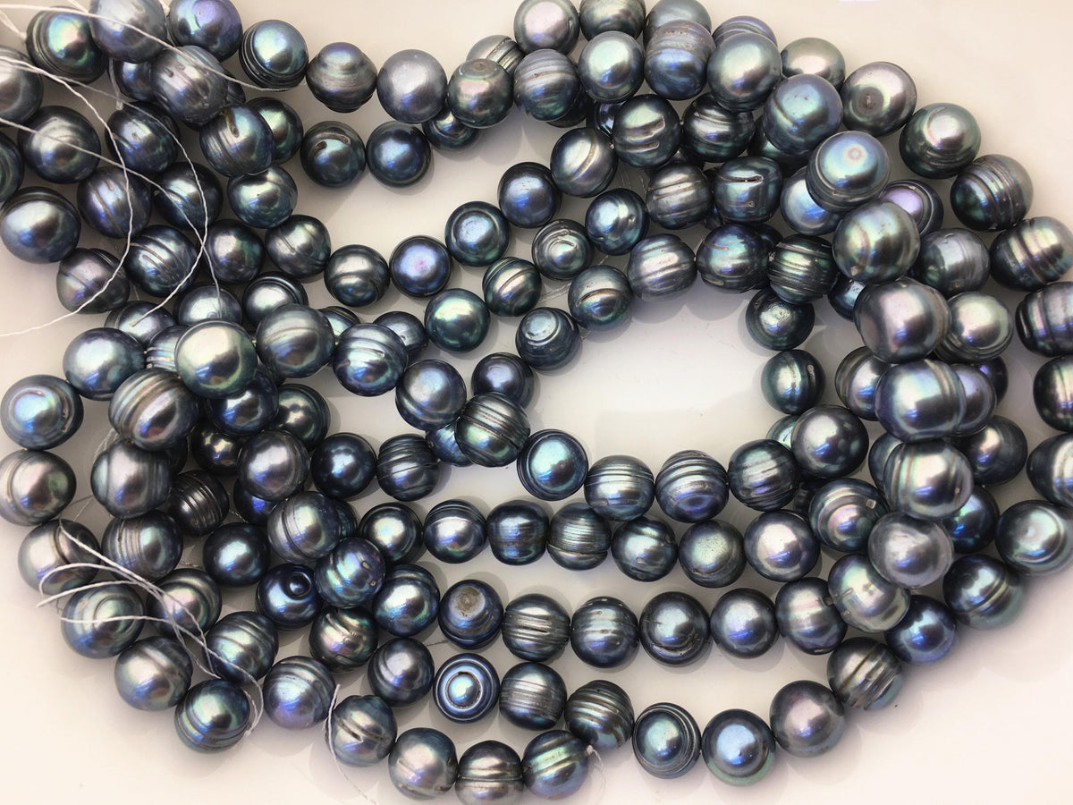 16.5'' AA+ 11.5-12.5mm Blue Green big potato freshwater pearls,CR12-2A-2