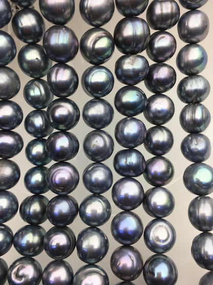 16.5'' AA+ 11.5-12.5mm Blue Gray big potato freshwater pearls,CR12-2A-3