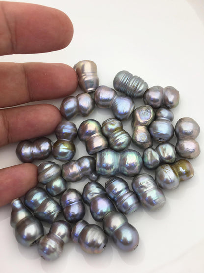 26pcs AA+ 10-14mm gray baroque freshwater pearls, 2.2mm large hole,ZS-T45