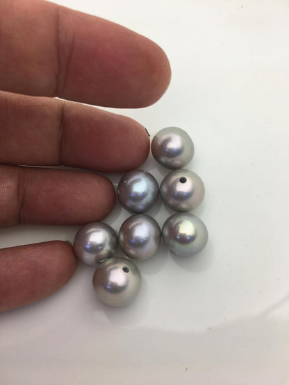 7pcs AAA/AA+ 13-14mm gray button near round freshwater pearls,2.2mm large hole,RP13-T10