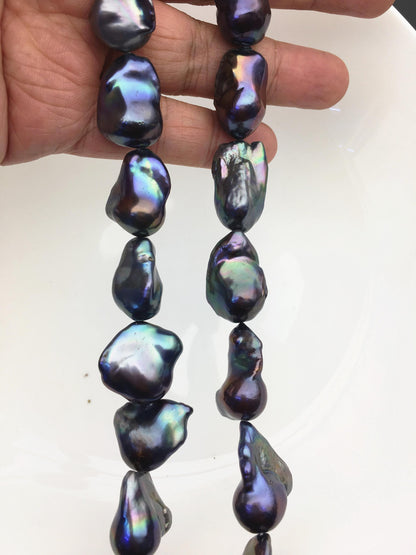15.5'' AAA 13-18mm Black Rainbow flame ball pearl,FL15-3A-7-27