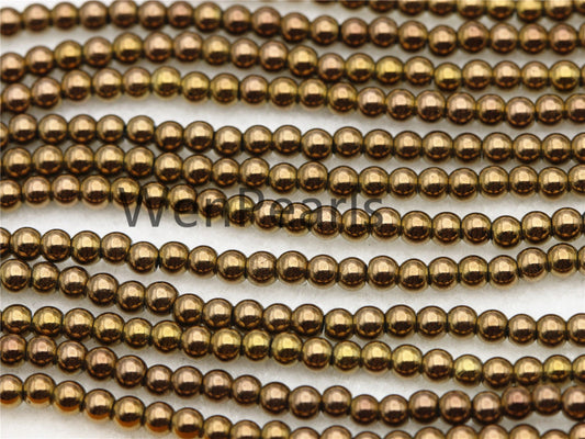 Hematite Brown,2mm Smooth Round beads, 2mm Bronze beads,AAA,180 beads,15.5 inches,G50-R2-006