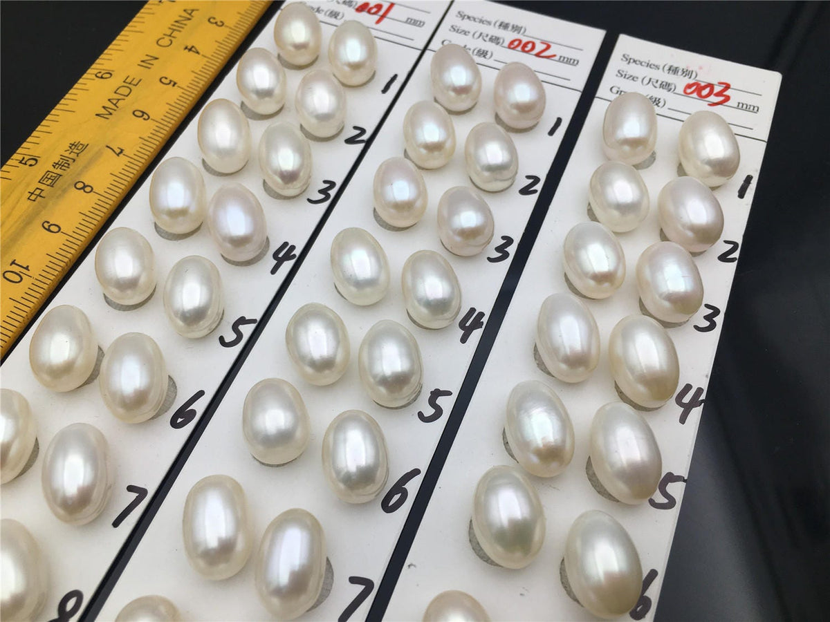AAA 10mmx12.5-15mm white LONG rice freshwater pearls,tear drop pearl earrings,dangle pearl earrings,white rice pearls, custom hole,LR10-3A-9