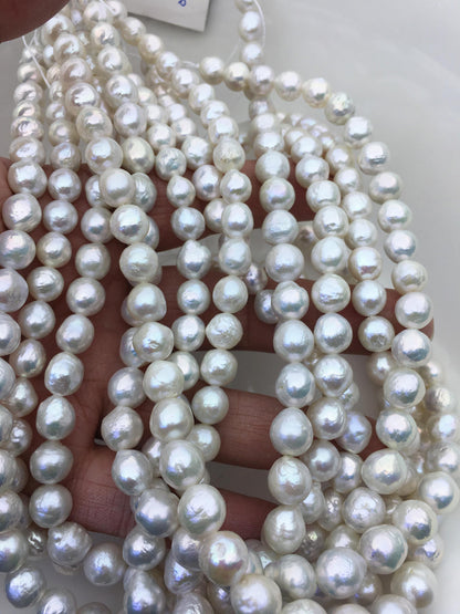 AA+ 8-10mm white baroque near round Edison Freshwater Pearl,ED12-2A-5-47