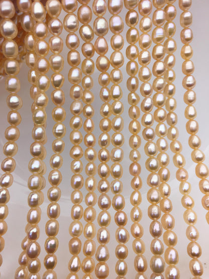 AA+ 5-6mm peach pink rice pearl beads,high luster freshwater pearls,loose freshwater pearl,LR5-2A-1