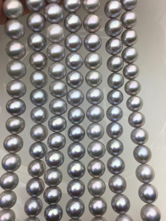 AAA- 9-11mm gray round freshwater pearls,Birthday,Graduation, mother day pearl gift,RP10-3A-4
