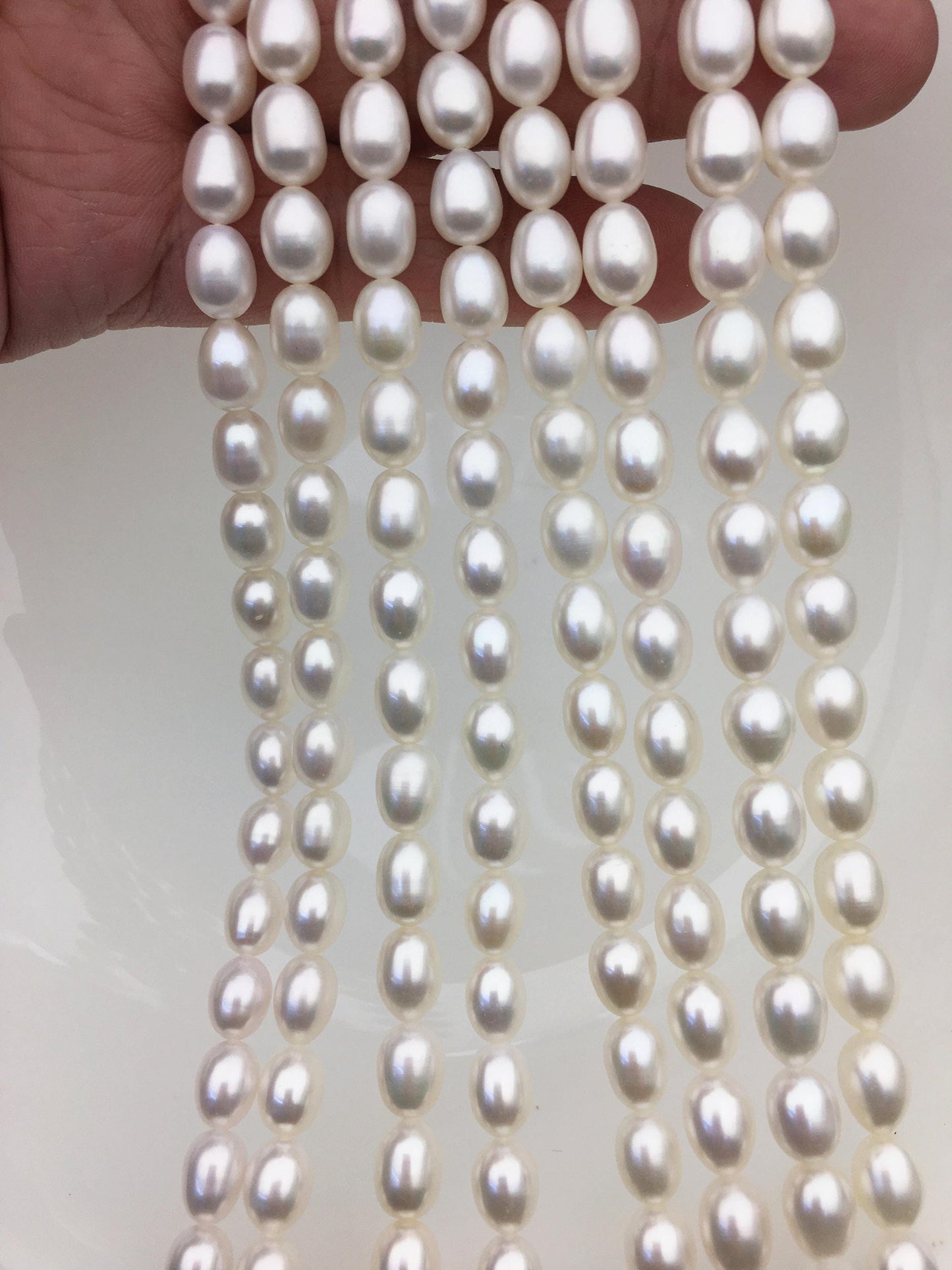 AAA 6.3-7.3mmx8.5-9.5mm white rice freshwater pearls,LR7-3A-78