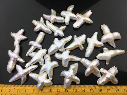 1pc AAA 20-25mm Fat Freshwater Pearl Loose Pearl Bead White Cross Pearl Loose Bead,no hole size,ZS-100-1