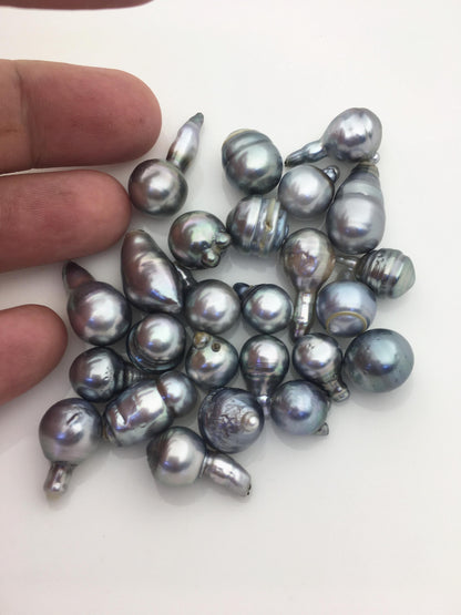 25pcs AA 9-12mm baroque silver gray Tahitian Pearl,no hole,TH-temp-023