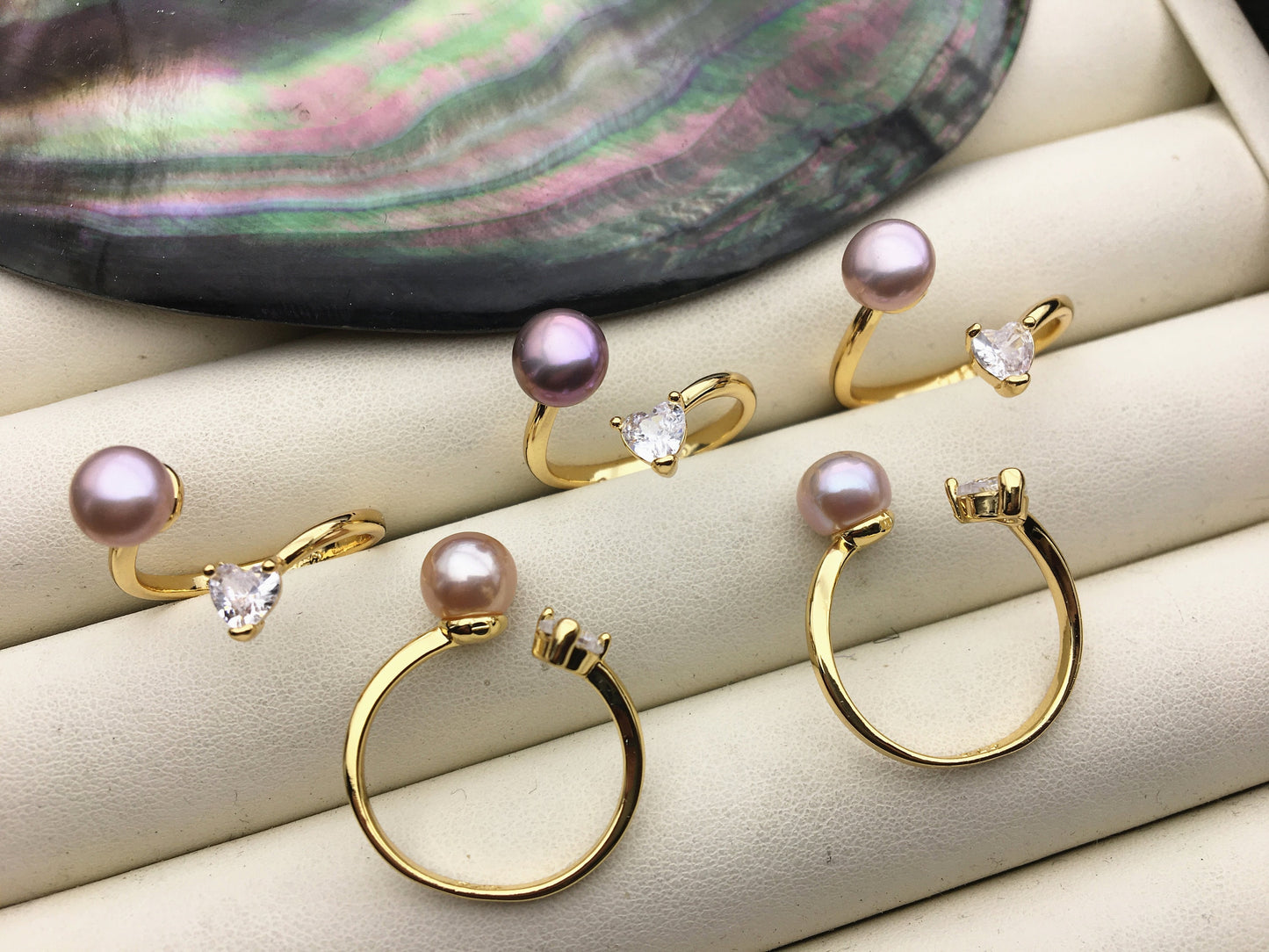 6pcs Gold Open AAA purple pearl ring,inexpensive engagement rings,fashion rings,fake diamond rings real pearls,inexpensive ring,R1-088-2
