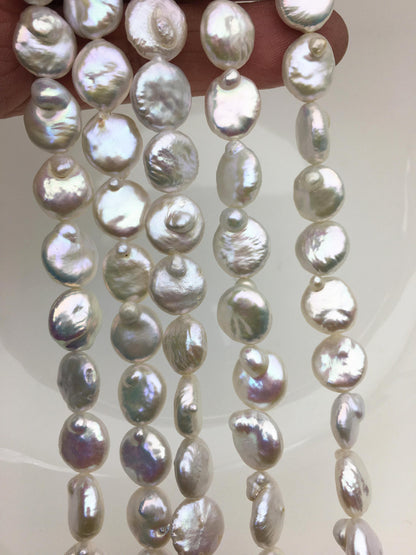 AA 10-11mm White Coin freshwater pearls,diy bead,flat round pearl bead,COIN12-2A-2-29