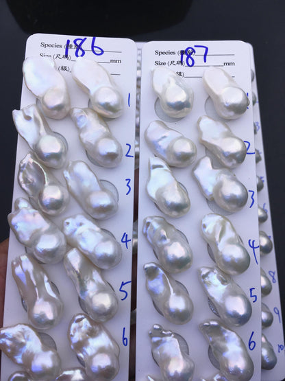 AAA 13-15x18-22mm White Flame ball Pearl Pairs - large Baroque freshwater pearl pairs,top half hole,FL15-3A-8-74