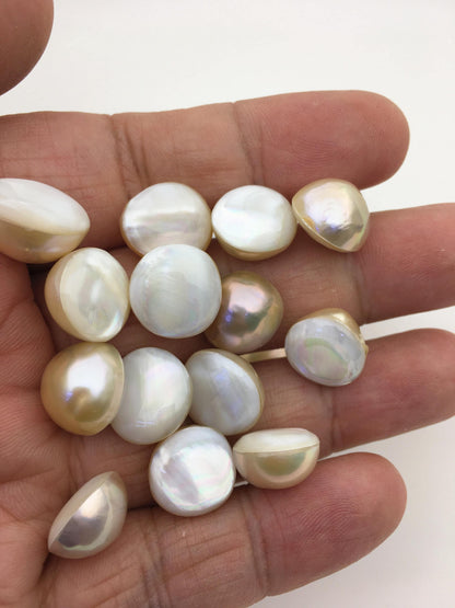19pcs AAA 12-13mm Baroque Mabe Natural champagne Freshwater Pearls,no hole,MB-T58