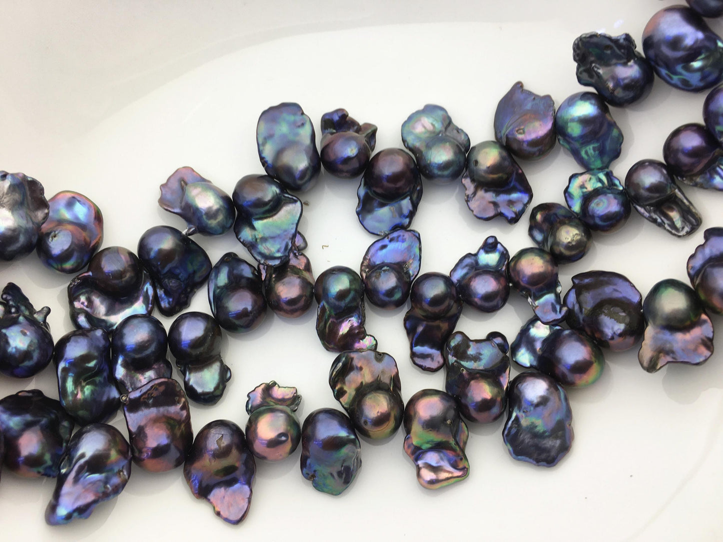 15.5'' AA+ 12-17mm black blue flame ball pearl,FL15-2A-5-50