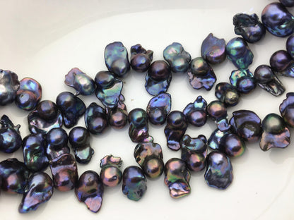15.5'' AA+ 12-17mm black blue flame ball pearl,FL15-2A-5-50
