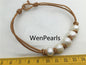Big Pearl,5 pearls bracelet,High Luster pearl, Pearl Leather bracelet,freshwater pearl bracelet, Black Leather Pearl bracelet,Le7-068