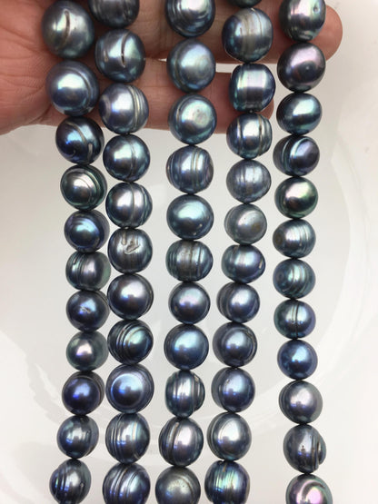16.5'' AA+ 11.5-12.5mm Blue Green big potato freshwater pearls,CR12-2A-2