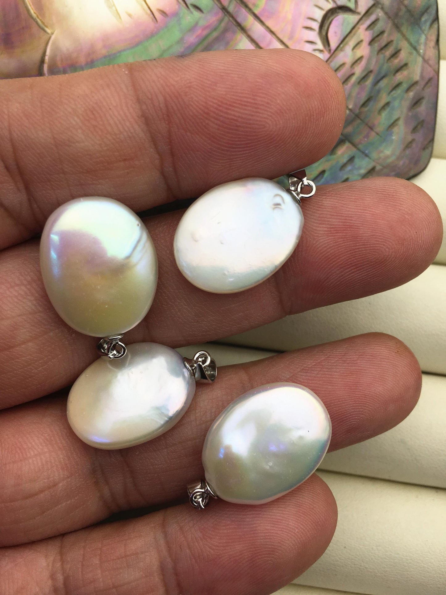 1pc AAA 15-17mm White Big Coin Baroque pearl pendant,Sterling silver pearl pendant,NC1-T46