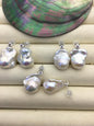 1 pair AAA 13-16mm flame ball pearl diamond stud earrings,sterling silver,earring with white baroque Natural Pearl,SE3-031-16