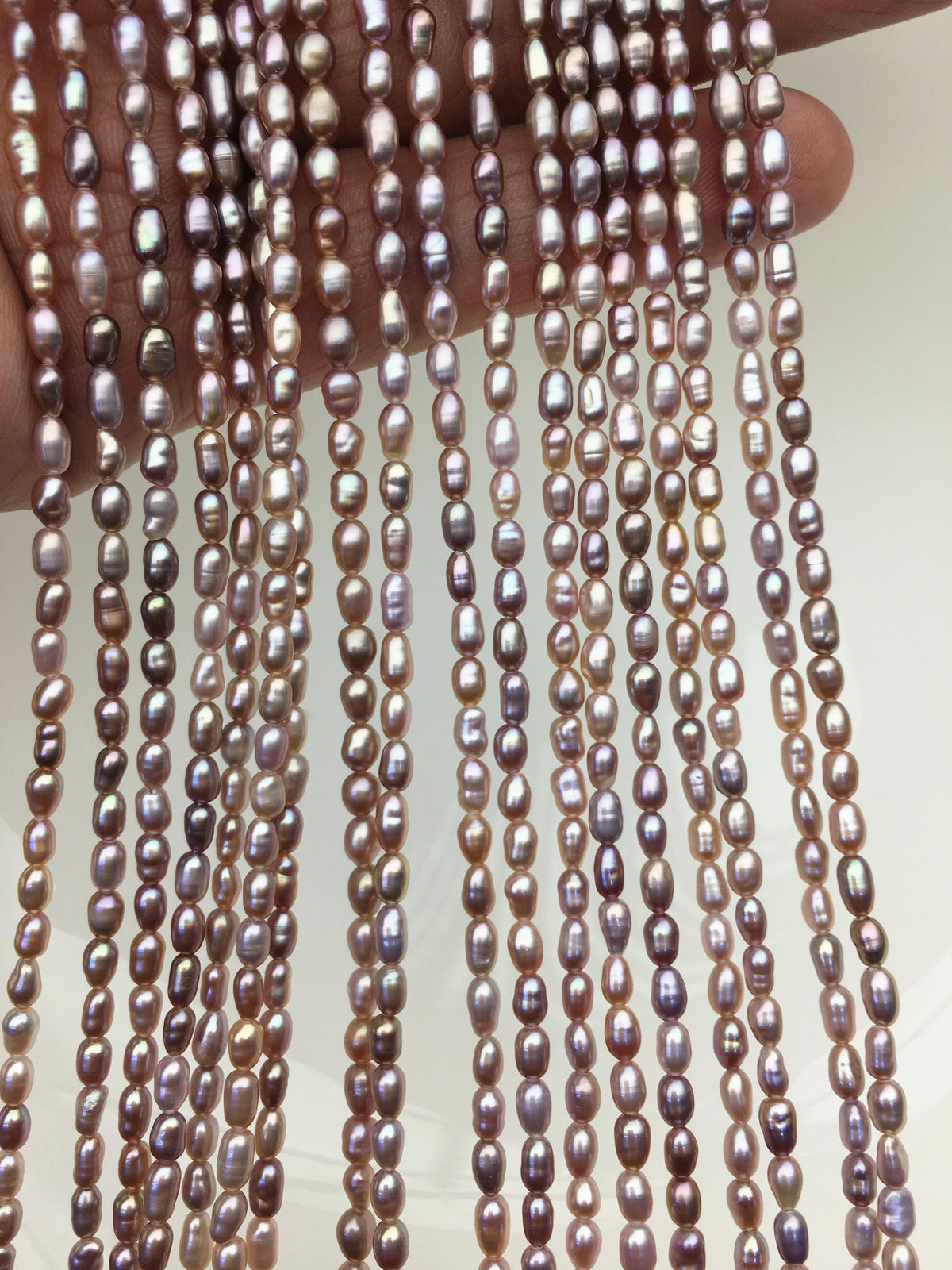 AAA 3-3.5x3.5-6mm purple rainbow long rice pearls,full strand,oval loose pearl beads,diy pearl,ultured pearl,diy pearl beads,LR3-3A-36