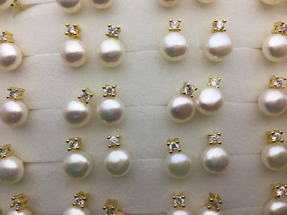 3 pairs White/Pink/Purple Set AAA button round pearl stud earrings,fashion pearl earrings,wedding pearl earrings,SE3-175-1
