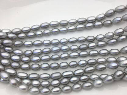 AAA 6.3-7x11-12mm gray long rice freshwater pearls,LR7-T3
