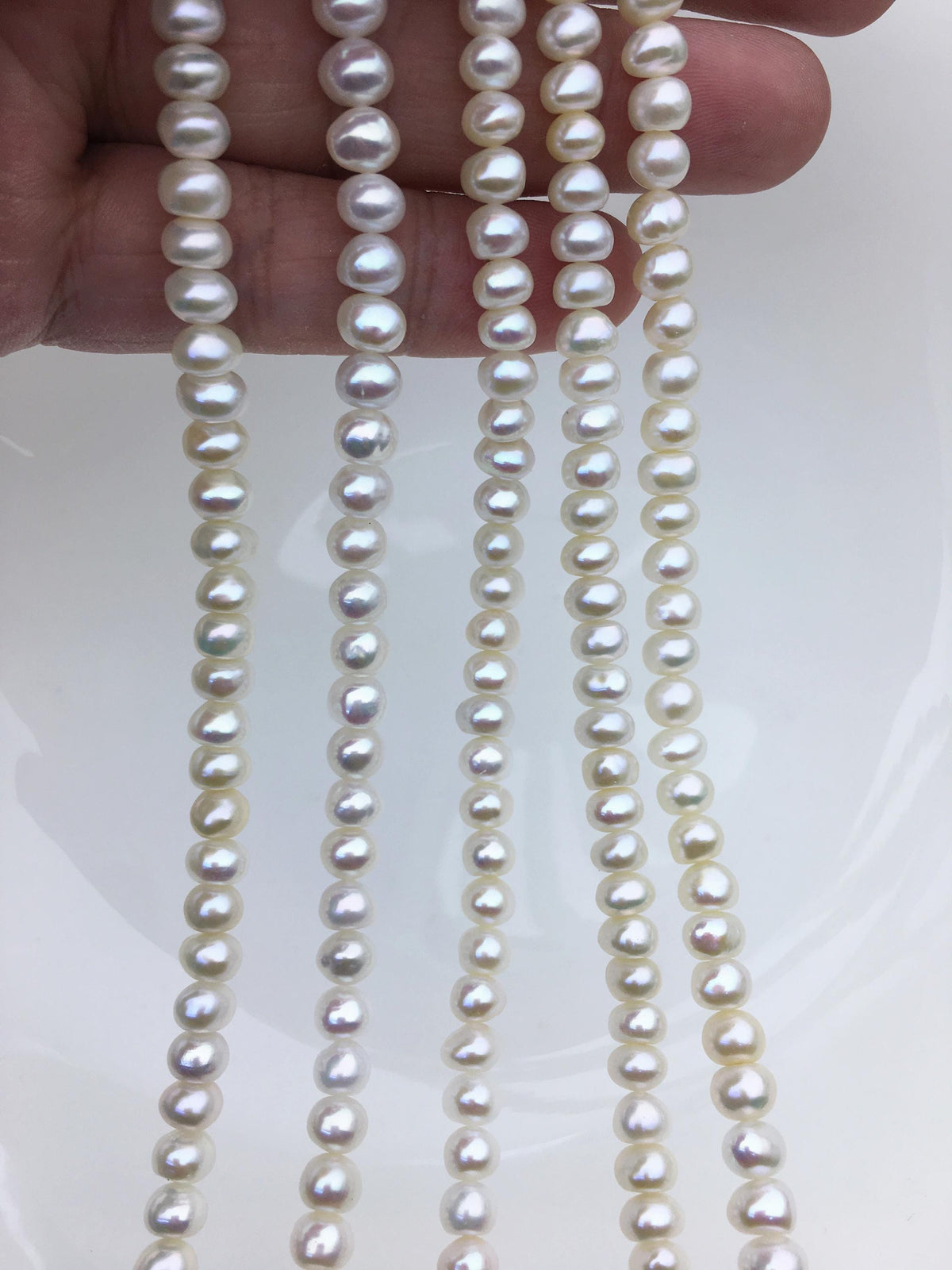 AAA 5.5-6.5mm white button pearls,Rondelle pearl Beads,loose strands,SM6-T14