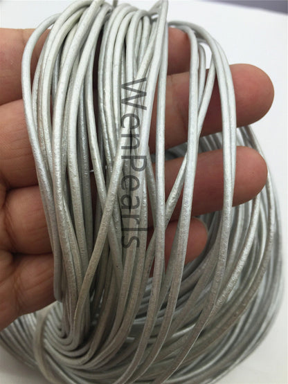 2mm Silver Gray Leather Cord,1 yard,5 yards,10 yards,round leather cord,DIY leather cord,LC2-103