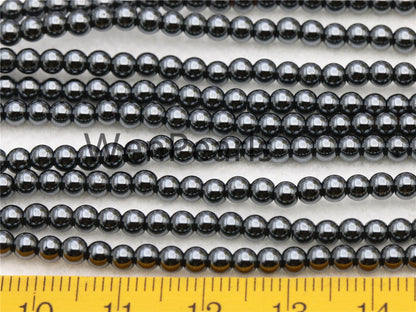 Hematite,3mm Smooth Round,AAA, 135 beads,15.5 inches,G50-R3-006