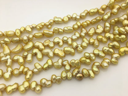 AA+ 6-7mm gold baroque Gourd freshwater pearls,DIY,high luster,ZS-114-8