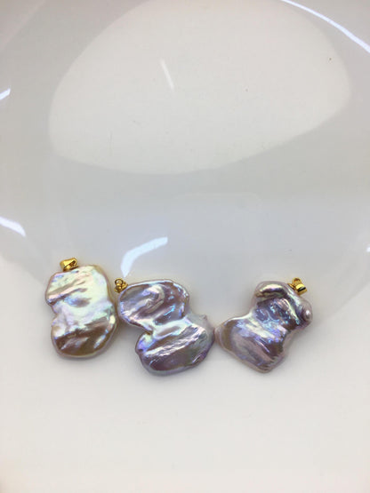 1pc AAA 18-23mm Big Purple Keshi freshwater pearl pendant,sterling silver,NC1-T19